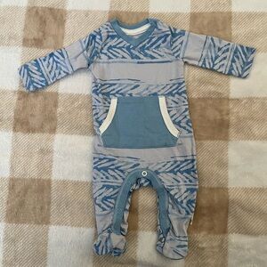 Burts Bees Preemie Blue Patterned Baby One Piece footed outfit